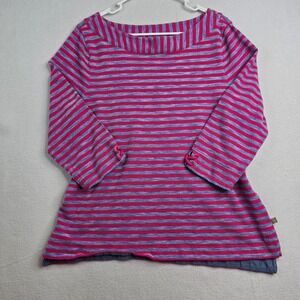 Talbots Women's Striped Boat Neck 3/4 Sleeve Size XL Pink Blue Cotton nautical